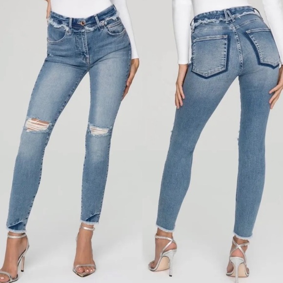 Good American Good Legs Under Fray Waistband High Rise Skinny Jeans size 4 (27) - Picture 1 of 11